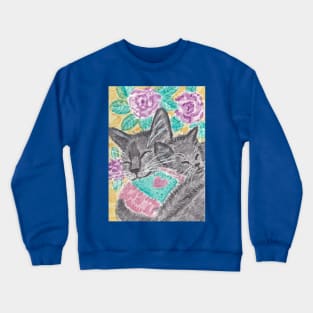 Mother and baby kitten cat art Crewneck Sweatshirt